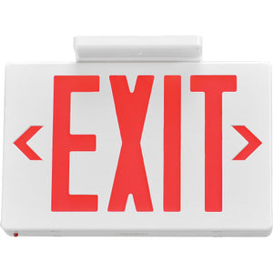 Exit LED Sign in Red Letters, Universal Mount, White Color, UL, with Power backup - Green Solar LED