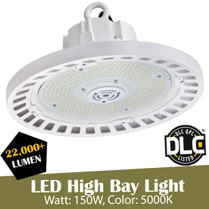 150W LED High Bay Light UFO Shaped Hook Mount Warehouse Light UL DLC - Green Solar LED