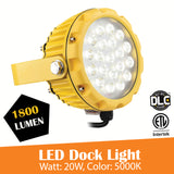 20W LED Dock Light for Warehouse, Spot Flood Light 1800 Lumens, 5000K - Green Solar LED